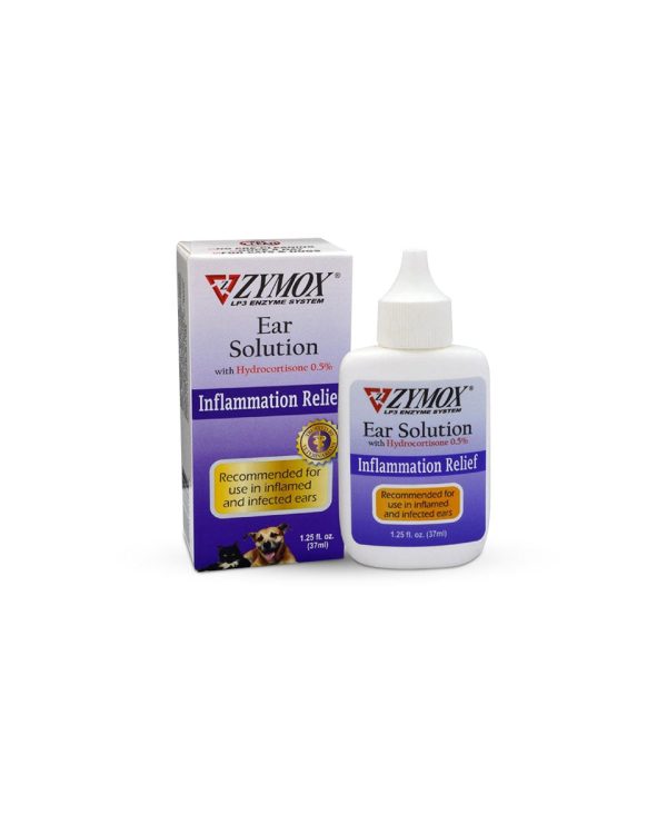 Zymox Ear Solution with .5% Hydrocortisone for Dogs & Cats, 1.25-oz bottle Supply