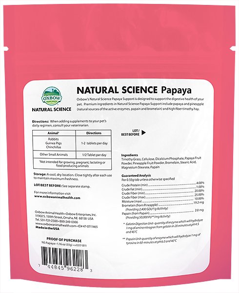 Oxbow Natural Science Papaya Support Digestive Health Small Animal Supplement Online