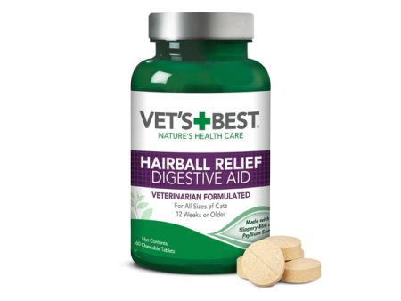 Vet s Best Hairball Relief Digestive Aid Cat Supplement, 60 count For Sale