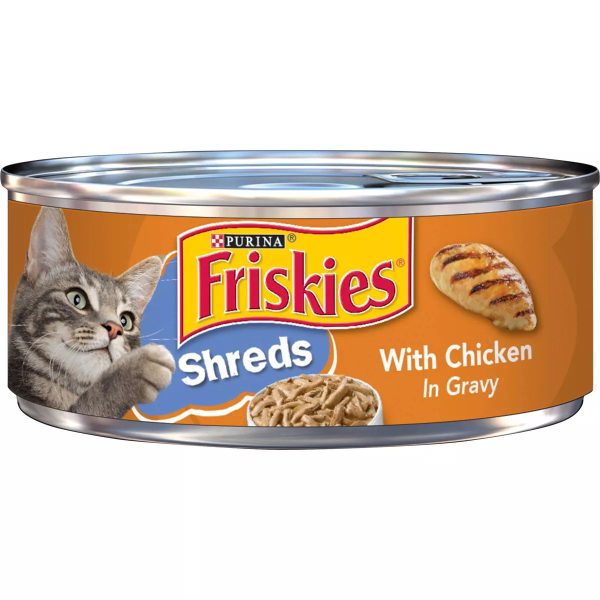 Purina Friskies Savory Shreds with Chicken in Gravy Canned Cat Food,  5.5-oz Hot on Sale