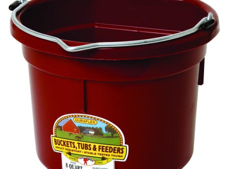 FLAT BACK PLASTIC BUCKET 8 QT BURGUNDY Supply