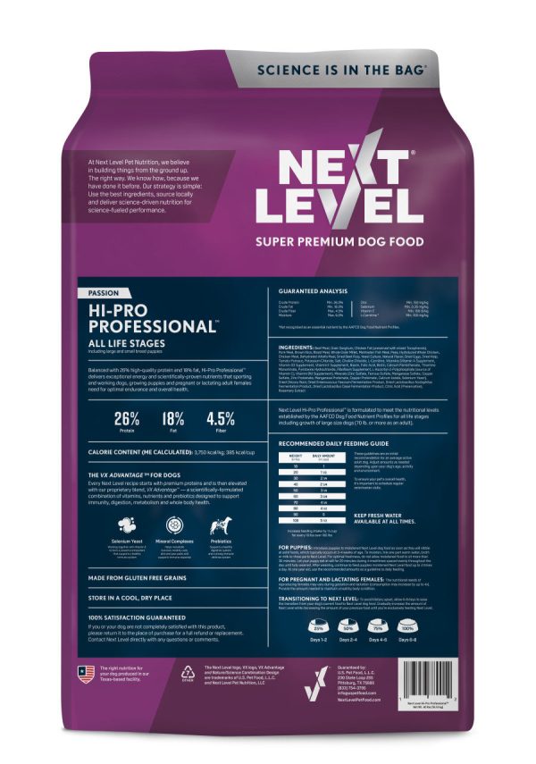 Next Level Hi-Pro Professional All Life Stages Dry Dog Food 40lb on Sale