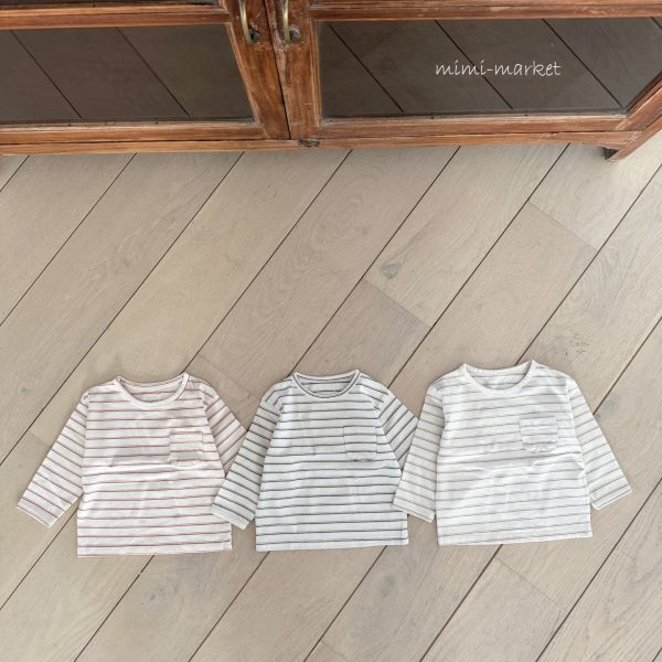 ［mimi market］Stripe pocket tee on Sale