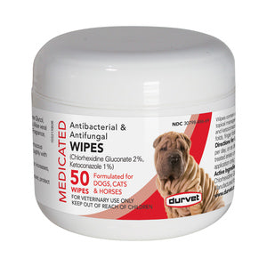 Durvet Antibacterial & Antifungal Pet Wipes, 50-count For Sale