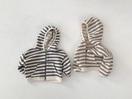 ［bebe holic］Stripe zip hood tops Online now