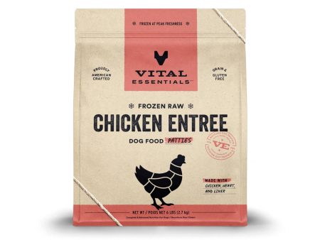 Vital Essentials Frozen Raw Chicken Entree Dog Food Patties 6 lb Online now