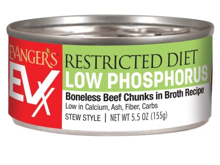 Evanger s EVX Restricted Diet Low Phosphorus Beef Chunks in Broth 5.5 oz Hot on Sale